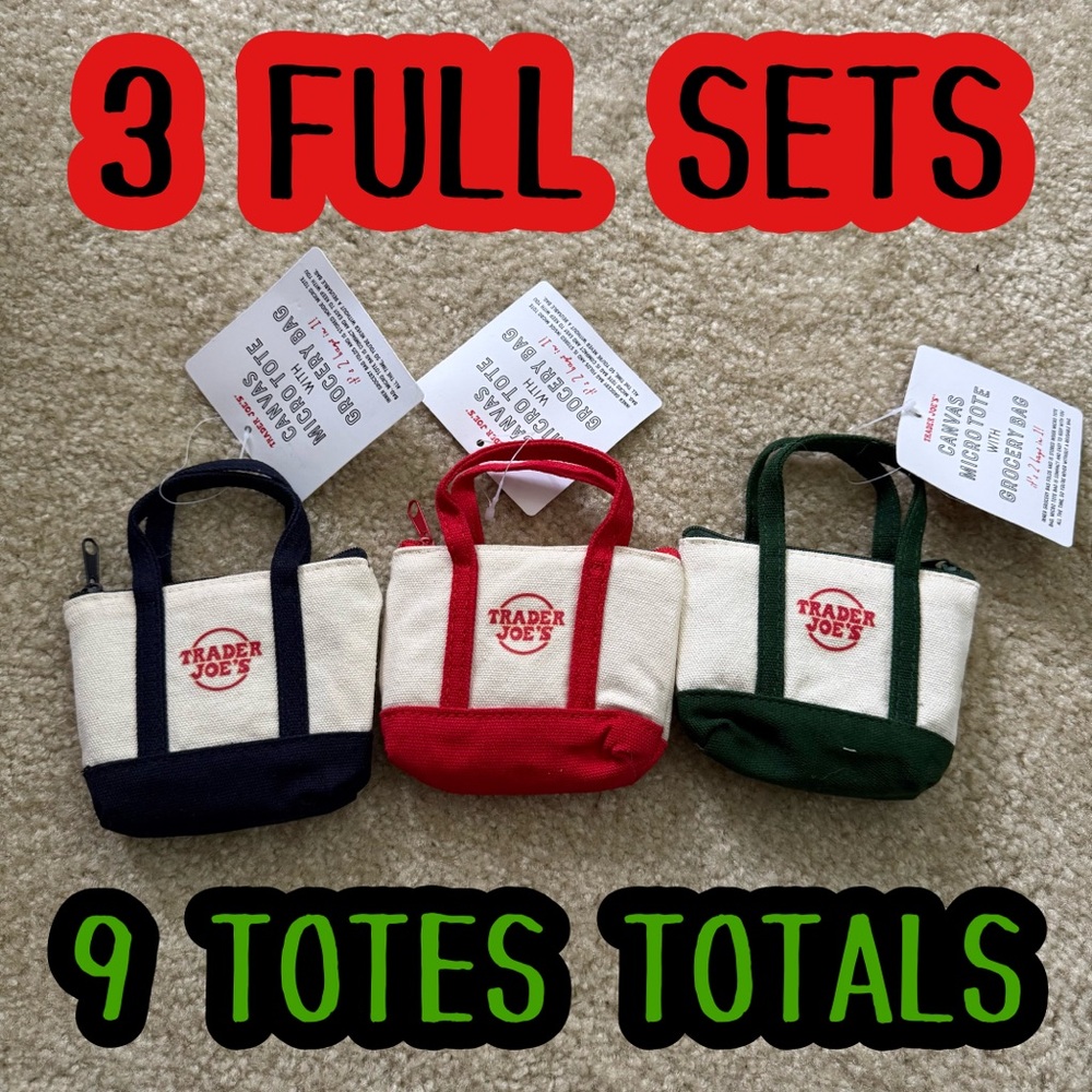Trader Joe’s Canvas Micro Tote Bag Set x3